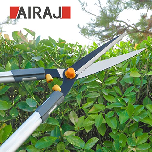 AIRAJ Heckenschere 60 cm mit Gartenschere, gehärtete Stahlklingen, 20° Schnittwinkel