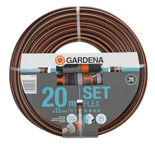 Gardena Comfort FLEX Schlauch 13 mm 20 m mit Systemteilen aus hochwertigem Spiralgewebe und 25 bar Berstdruck
