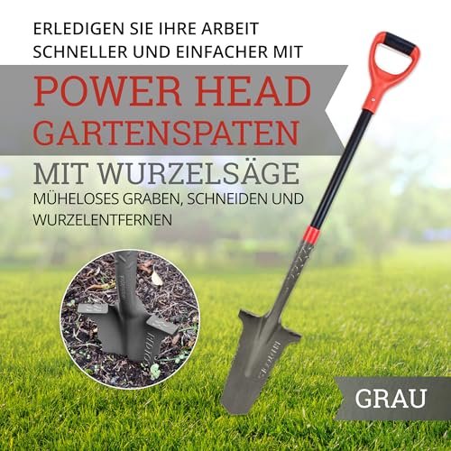 Red Tools Gartenspaten mit Wurzelsäge, 115 cm, 50Mn-Stahl für harte Böden