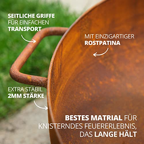FINNWERK HARRI Feuerschale Rostoptik 70 cm aus Stahl, rustikal