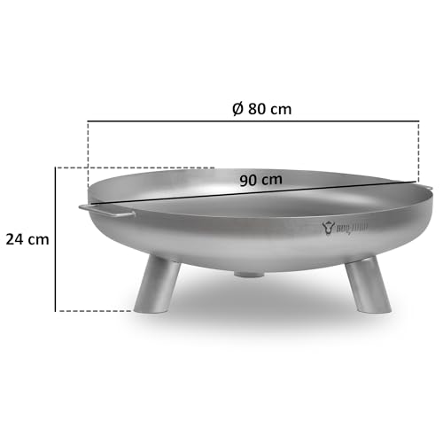 BBQ-Toro Edelstahl Feuerschale Ø 80 cm mit 3 Standbeinen und 2 Griffen