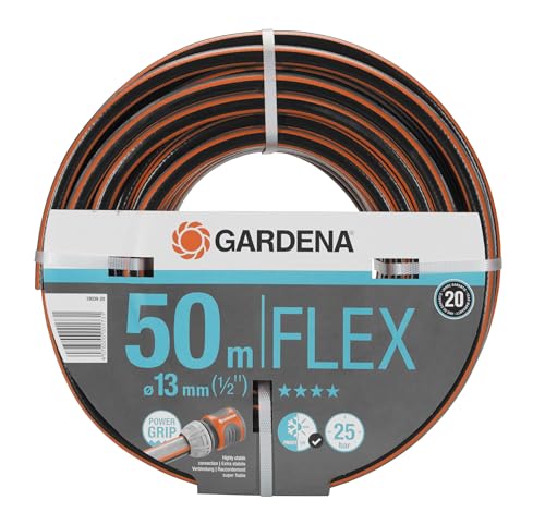 Gardena Comfort FLEX Schlauch 13 mm 50 m: Flexibler Gartenschlauch aus hochwertigem Spiralgewebe mit Power-Grip-Profil und 25 bar Berstdruck ohne Systemteile