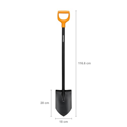 Fiskars Solid Gartenspaten, spitz, 116,6 cm, schwarz/orange
