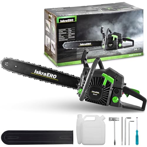 Iskra Profi Benzin Kettensäge mit 58 ccm Hubraum und 50,8 cm Schwertlänge für leistungsstarkes Schneiden