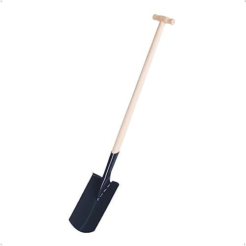 Gärtnerspaten aus Stahl mit Tritt, 85 cm T-Stiel aus Buche, anthrazit
