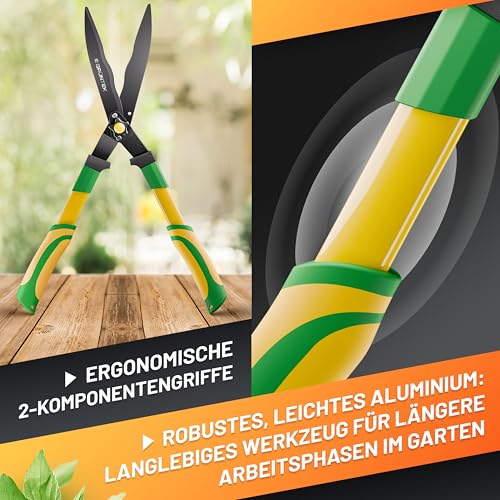 GRÜNTEK HECHT Heckenschere 560 mm mit SK5-Klinge und Teflonbeschichtung