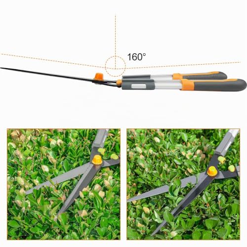 AIRAJ Heckenschere 60 cm mit Gartenschere, gehärtete Stahlklingen, 20° Schnittwinkel