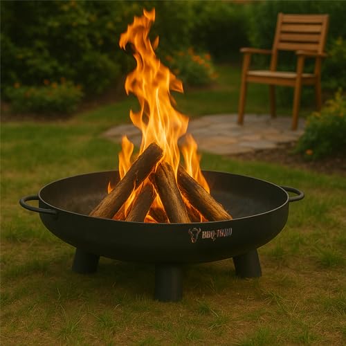 BBQ-Toro Feuerschale Ø 80 cm Schwarz mit 3 Standbeinen und 2 Griffen