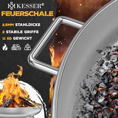 KESSER Feuerschale Ø70 cm aus legiertem Stahl, 2,5 mm, mit Feuerhaken