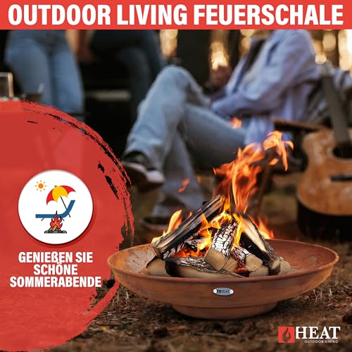 HEAT Outdoor Living Feuerschale rund 90 cm in Rostfarbe aus Stahl