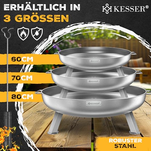 KESSER Feuerschale Ø 80 cm aus legiertem Stahl, 2,5 mm, mit Feuerhaken
