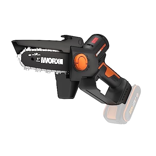 WORX WG325E.9 Nitro Mini Akku-Kettensäge 20V, Einhand Ast-Säge mit Brushless Motor und 12cm Schwertlänge, leicht und kompakt, automatische Kettenschmierung ohne Akku und Ladegerät