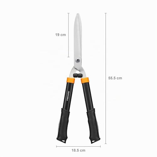 Fiskars Heckenschere HS21 Solid, 59 cm, gehärtete Stahl-Klingen, Schwarz/Orange