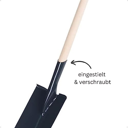 Gärtnerspaten aus Stahl mit Tritt, 85 cm T-Stiel aus Buche, anthrazit