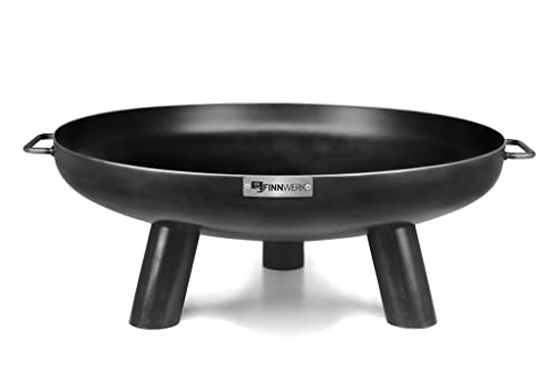 FINNWERK HARRI Feuerschale 80 cm schwarz, massive Feuerstelle für Garten und Terrasse