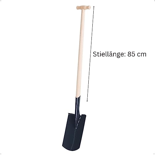 Gärtnerspaten aus Stahl mit Tritt, 85 cm T-Stiel aus Buche, anthrazit
