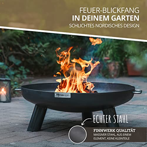 FINNWERK HARRI Feuerschale 70 cm, schwarz, massive Feuerstelle für den Garten