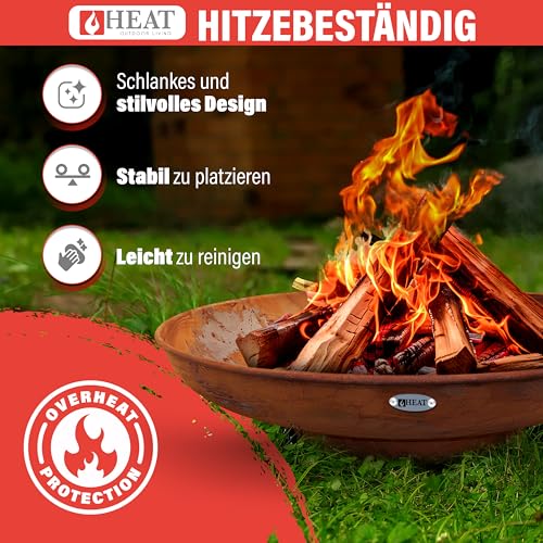 HEAT Outdoor Living Feuerschale rund 90 cm in Rostfarbe aus Stahl