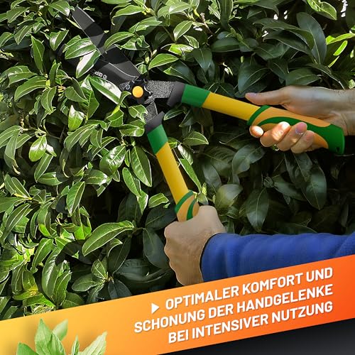 GRÜNTEK HECHT Heckenschere 560 mm mit SK5-Klinge und Teflonbeschichtung