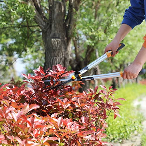 AIRAJ Heckenschere 60 cm mit Gartenschere, gehärtete Stahlklingen, 20° Schnittwinkel