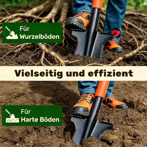 TUIBEIDAMAI Spaten mit Wurzelsäge, Wurzelspaten mit Sägezähnen, 115 cm, schwarz