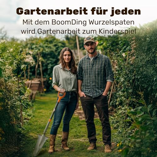 BoomDing Wurzelspaten mit Wurzelsäge, ergonomischem Griff und breiter Trittkante