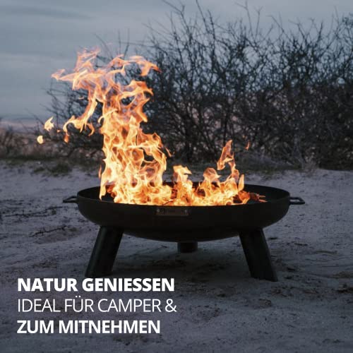 FINNWERK HARRI Feuerschale 70 cm, schwarz, massive Feuerstelle für den Garten