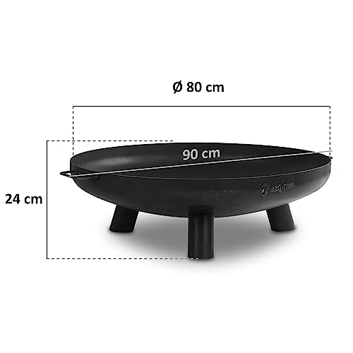 BBQ-Toro Feuerschale Ø 80 cm Schwarz mit 3 Standbeinen und 2 Griffen