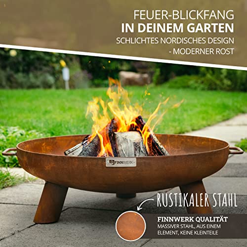 FINNWERK HARRI Feuerschale Rostoptik 70 cm aus Stahl, rustikal