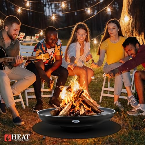 HEAT Outdoor Living Feuerschale rund 90 cm, schwarz, Stahl, für Garten und Terrasse