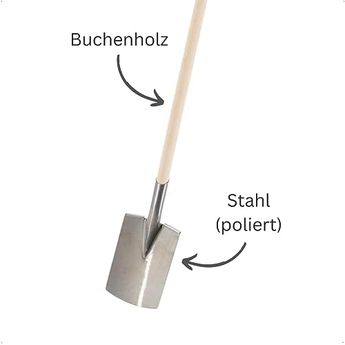 REKORD Gärtnerspaten aus Stahl mit T-Stiel, 116 cm, silber