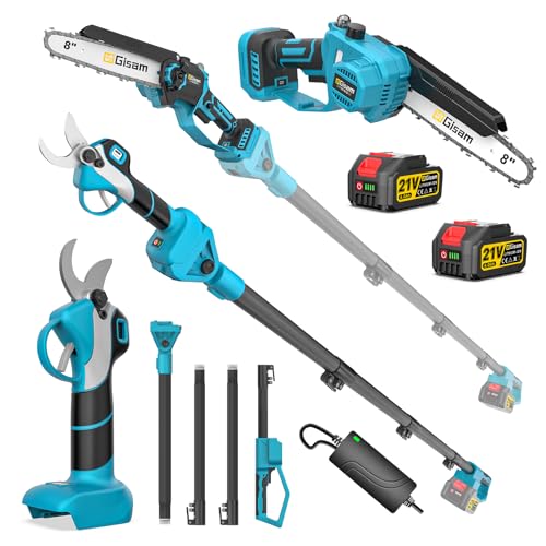 4-in-1 Gartenwerkzeug Set mit 8 Zoll Mini Kettensäge und Akku Elektro Gartenschere für vielseitige Gartenarbeiten