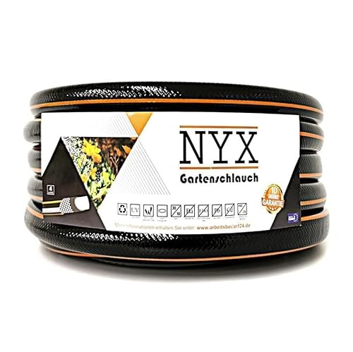 Premium Gartenschlauch 3/4" NYX mit 10 Jahren Garantie und 4-lagiger Struktur in Schwarz und Orange (50m)