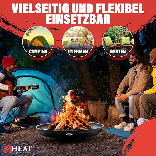 HEAT Outdoor Living Feuerschale rund 90 cm, schwarz, Stahl, für Garten und Terrasse