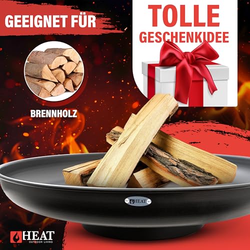 HEAT Outdoor Living Feuerschale rund 90 cm, schwarz, Stahl, für Garten und Terrasse