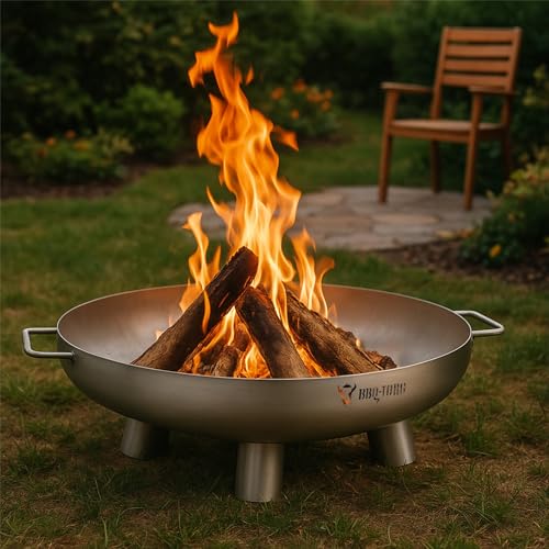 BBQ-Toro Edelstahl-Feuerschale Ø 70 cm mit 3 Standbeinen und 2 Griffen