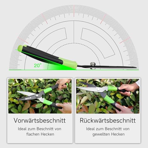 AIRAJ manuelle Heckenschere 40 cm mit SK5-Legierung, gerade Klinge