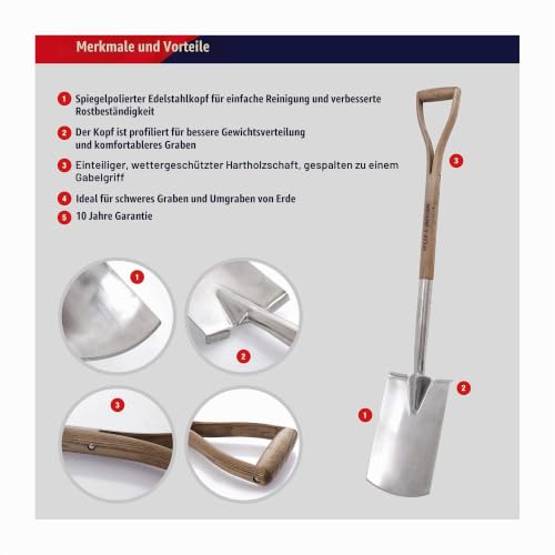 Spear & Jackson 4450DS Traditional rostfreier Grabespaten mit Hartholzschaft