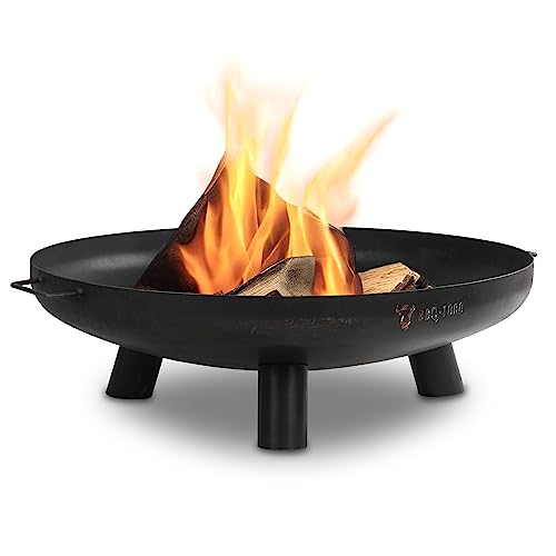 BBQ-Toro Feuerschale Ø 80 cm Schwarz mit 3 Standbeinen und 2 Griffen