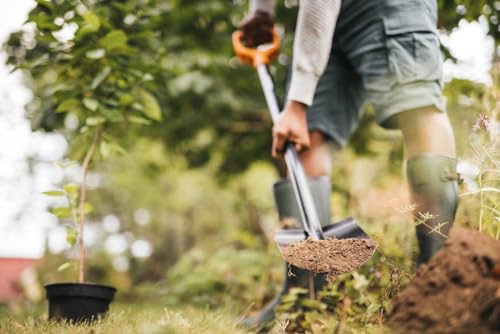 Fiskars Solid Gartenspaten, spitz, 116,6 cm, schwarz/orange
