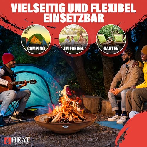 HEAT Outdoor Living Feuerschale rund 90 cm in Rostfarbe aus Stahl
