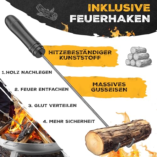 KESSER Feuerschale Ø70 cm aus legiertem Stahl, 2,5 mm, mit Feuerhaken