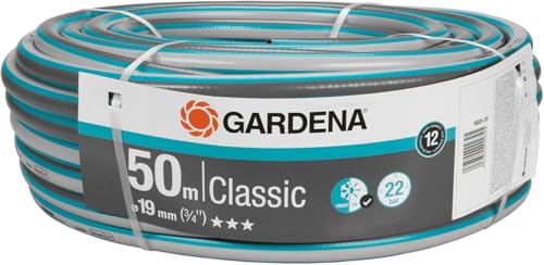 Gardena Classic Schlauch 19 mm 50 m aus robustem Kreuzgewebe mit 22 bar Berstdruck und UV-Beständigkeit