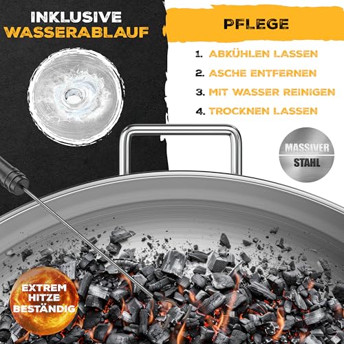 KESSER Feuerschale Ø70 cm aus legiertem Stahl, 2,5 mm, mit Feuerhaken