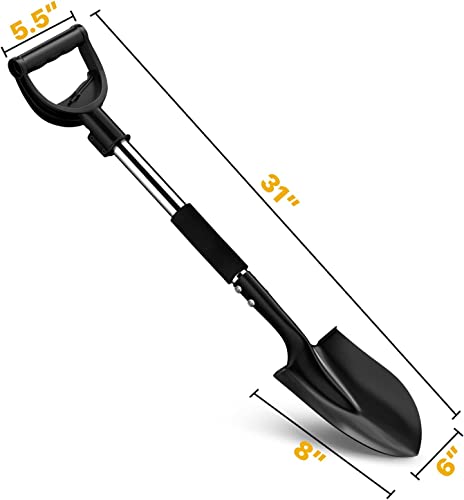 FLY HAWK Gärtnerspaten 78 cm, Spitzspaten aus Stahl mit D-Griff, Schwarz