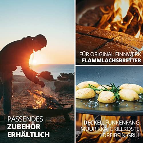 FINNWERK HARRI Feuerschale 80 cm schwarz, massive Feuerstelle für Garten und Terrasse