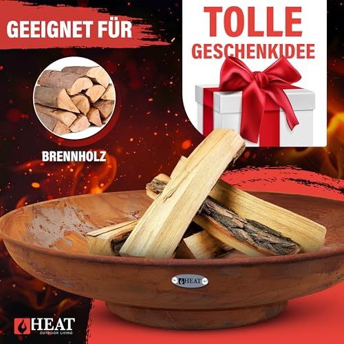 HEAT Outdoor Living Feuerschale rund 90 cm in Rostfarbe aus Stahl