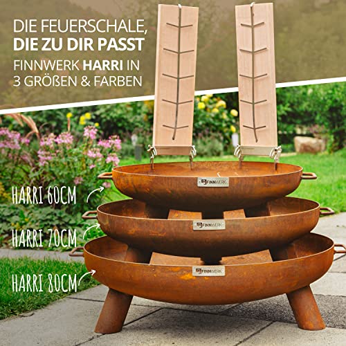 FINNWERK HARRI Feuerschale Rostoptik 70 cm aus Stahl, rustikal