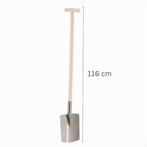 REKORD Gärtnerspaten aus Stahl mit T-Stiel, 116 cm, silber
